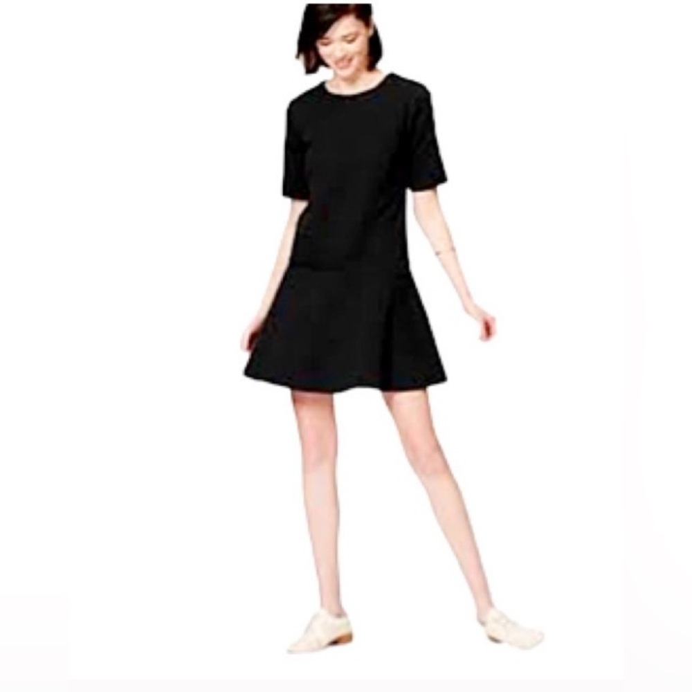LOFT Quilted Black Flared dress Size M